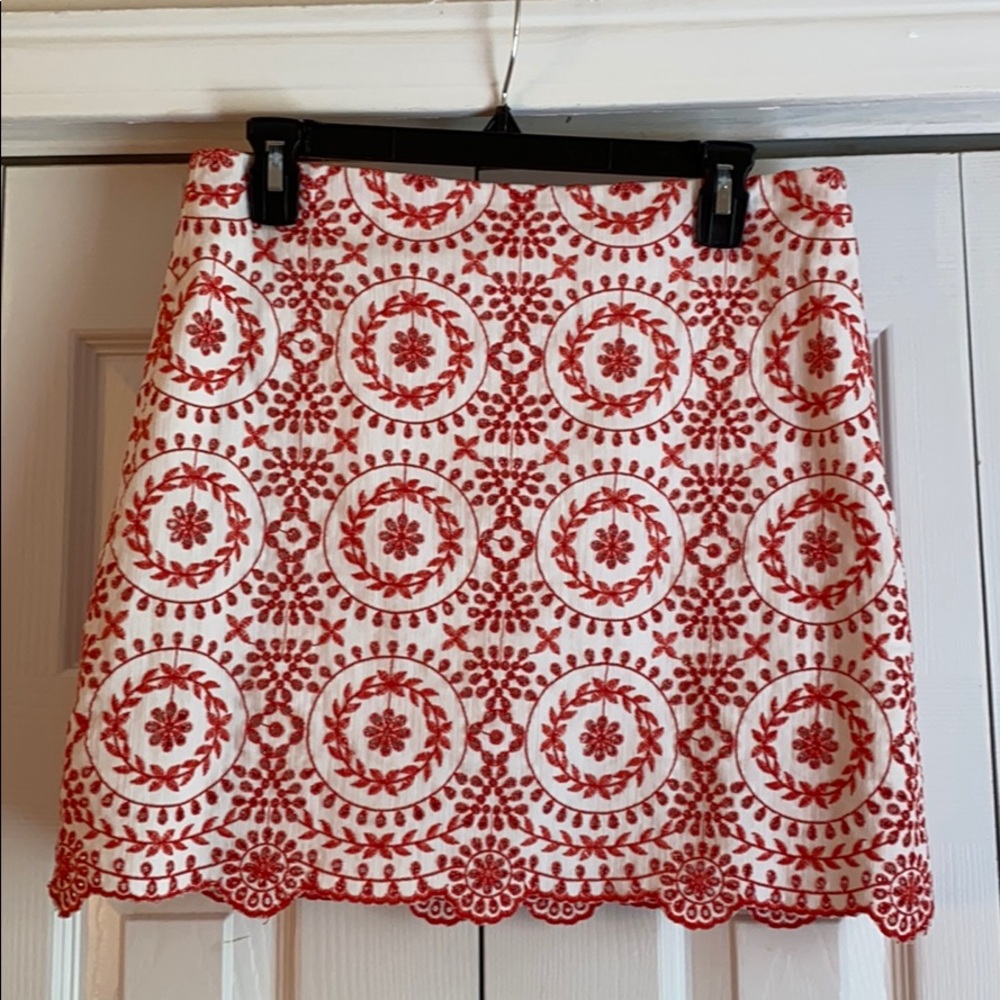 LOFT Embroidered Eyelet Medallion Mini Skirt